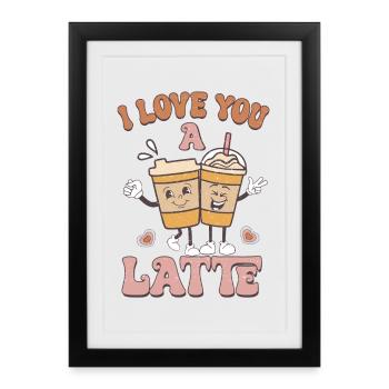 Je t’aime rétro Valentines - Affiche encadrée (27 × 37 cm) - noir - Devant