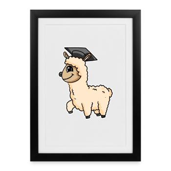 Master Degree Alpaca - Framed poster (27 × 37 cm) - black - Front