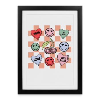 Candy Hearts Love Bites Retro Valentines - Framed poster (27 × 37 cm) - black - Front
