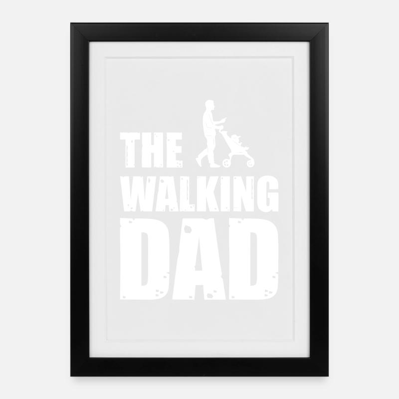 The walking dad - Affiche encadrée (27 × 37 cm) - noir