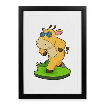 Jogging Girafe Jogging Sport - Affiche encadrée (27 × 37 cm) - noir - Devant