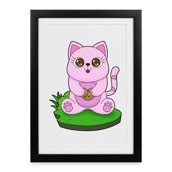 Chat Cookie - Affiche encadrée (27 × 37 cm) - noir - Devant