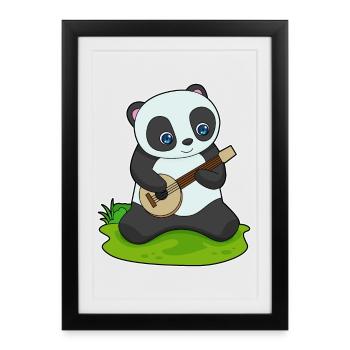Panda Musician Guitar Music - Framed poster (27 × 37 cm) - black - Front
