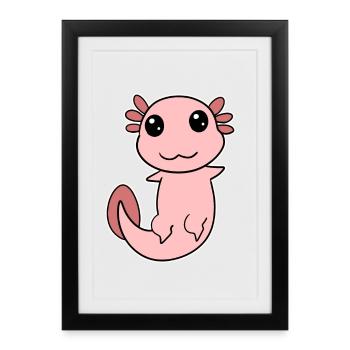 Axolotl motif children - Framed poster (27 × 37 cm) - black - Front