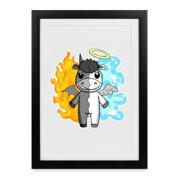 Cow - Angel and Devil - Framed poster (27 × 37 cm) - black - Front