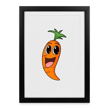 Carotte végétalienne Carotte Carotte Carottes - Affiche encadrée (27 × 37 cm) - noir - Devant