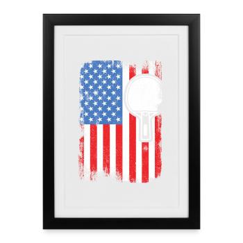 4 juillet Tennis de table - Affiche encadrée (27 × 37 cm) - noir - Devant