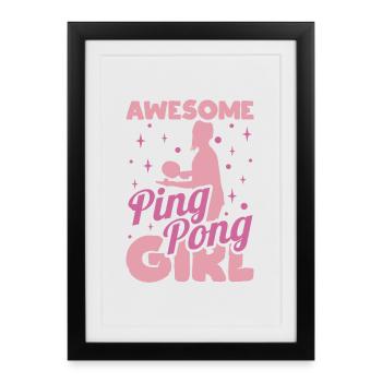 Fille de ping-pong - Affiche encadrée (27 × 37 cm) - noir - Devant