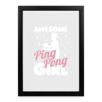 Tennis de table filles - Affiche encadrée (27 × 37 cm) - noir - Devant