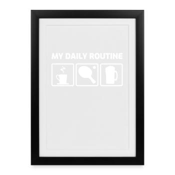 Routine de tennis de table - Affiche encadrée (27 × 37 cm) - noir - Devant