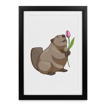 Biber Tulpe  - Gerahmtes Poster (27 × 37 cm) - Schwarz - Vorne