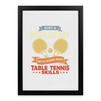 Garçon de ping-pong - Affiche encadrée (27 × 37 cm) - noir - Devant