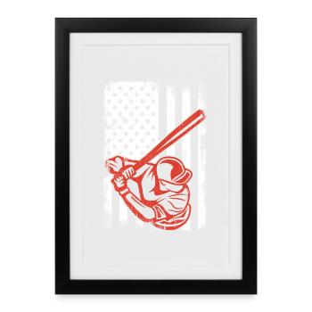 Patriotic baseball player - Framed poster (27 × 37 cm) - black - Front