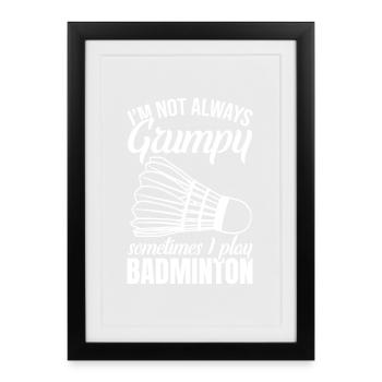 Blague amusante sur le badminton - Affiche encadrée (27 × 37 cm) - noir - Devant