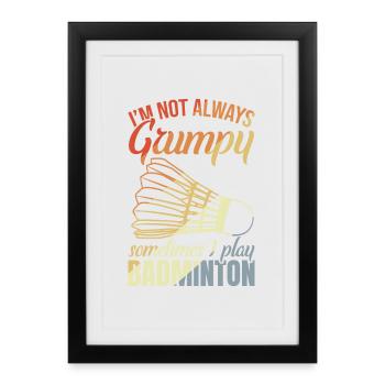 Grumpy badminton player - Framed poster (27 × 37 cm) - black - Front