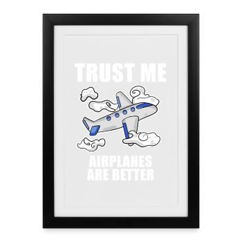 Airplanes Airplane Pilot Gift - Framed poster (27 × 37 cm) - black - Front