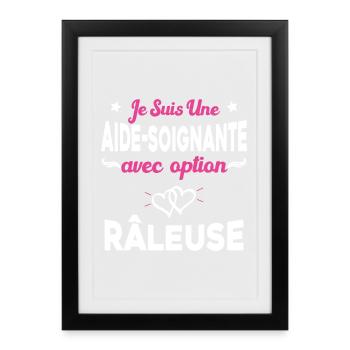 je suis une aide soignante avec option râleuse - Affiche encadrée (27 × 37 cm) - noir - Devant