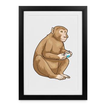 Contrôleur Monkey Gamer - Affiche encadrée (27 × 37 cm) - noir - Devant