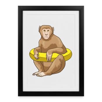 Été de la nage dans le ring de nage des singes - Affiche encadrée (27 × 37 cm) - noir - Devant