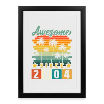 Né(e) en 2004 Anniversaire Année de naissance Millésime - Affiche encadrée (27 × 37 cm) - noir - Devant