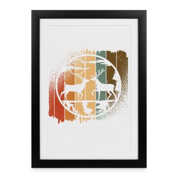 chevreuil - Affiche encadrée (27 × 37 cm) - noir - Devant