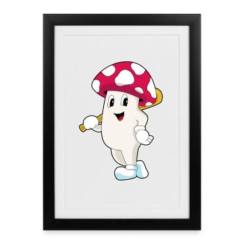 Batte de baseball Mushroom - Affiche encadrée (27 × 37 cm) - noir - Devant