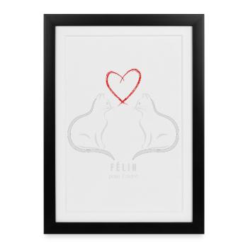 Félin pour l autre Blanc - Affiche encadrée (27 × 37 cm) - noir - Devant
