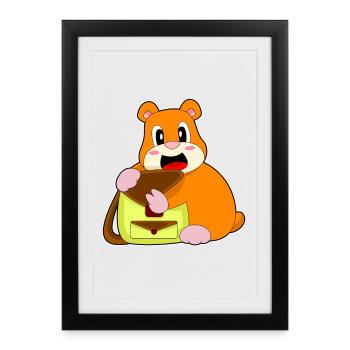 Hamster Handtasche - Gerahmtes Poster (27 × 37 cm) - Schwarz - Vorne