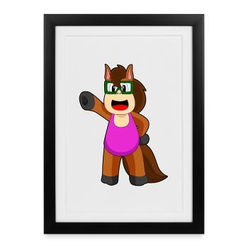 Maillot de bain de natation à cheval d’été - Affiche encadrée (27 × 37 cm) - noir - Devant