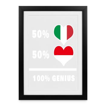 L’Indonésie et l’Italie flagellent 100% de génie - Affiche encadrée (27 × 37 cm) - noir - Devant