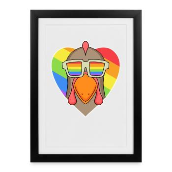 Rainbow - Poulet avec verres - Affiche encadrée (27 × 37 cm) - noir - Devant