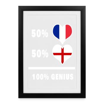 England and France 100% awesome flags - Framed poster (27 × 37 cm) - black - Front