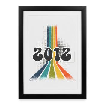 2012 Vintage Anniversaire Groovy Vintage Rétro - Affiche encadrée (27 × 37 cm) - noir - Devant