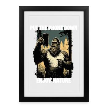 Pose le téléphone Profite de la nature - Affiche encadrée (27 × 37 cm) - noir - Devant