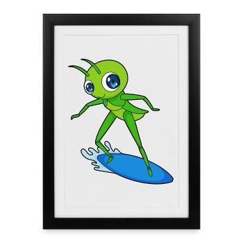 Été de surf Caterpillar Surf - Affiche encadrée (27 × 37 cm) - noir - Devant