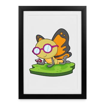 Butterfly Nerd Book Glasses - Framed poster (27 × 37 cm) - black - Front