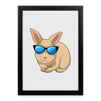 Lunettes de soleil Lapin - Affiche encadrée (27 × 37 cm) - noir - Devant