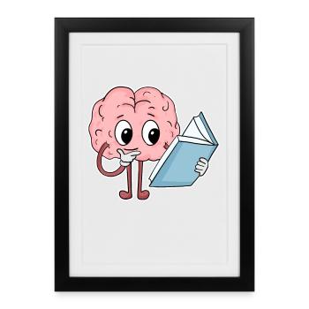Reading Brain Funny Book Books - Framed poster (27 × 37 cm) - black - Front