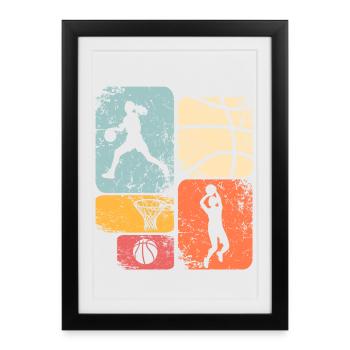 Basketball féminin Basketball féminin - Affiche encadrée (27 × 37 cm) - noir - Devant