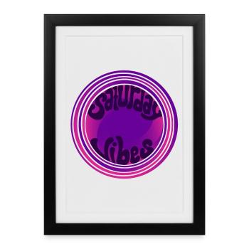 Ambiance du samedi - Week-end - Fête - Affiche encadrée (27 × 37 cm) - noir - Devant