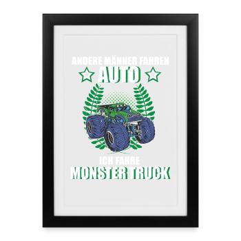 Monstertruck Fahrer Auto Motorsport Tuning  - Gerahmtes Poster (27 × 37 cm) - Schwarz - Vorne