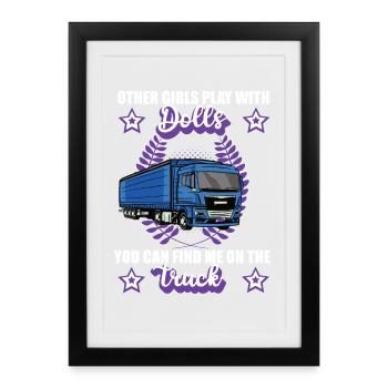 LKW Fahrerin Truckerin Lastkraftfahrerin Geschenk - Gerahmtes Poster (27 × 37 cm) - Schwarz - Vorne