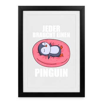 Pinguin Pinguine - Gerahmtes Poster (27 × 37 cm) - Schwarz - Vorne