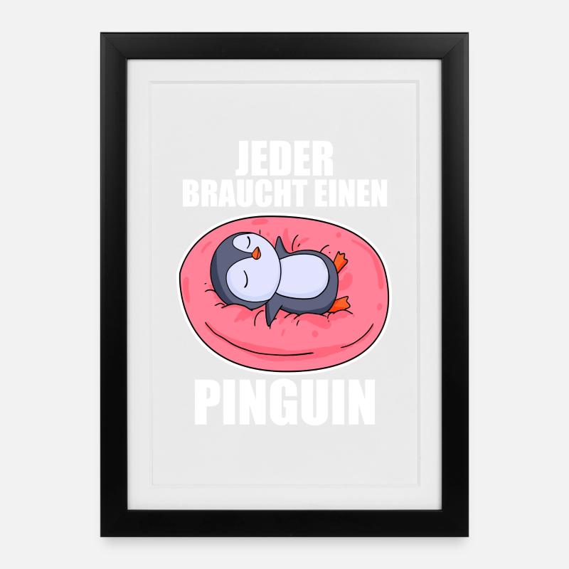 Pinguin Pinguine - Gerahmtes Poster (27 × 37 cm) - Schwarz