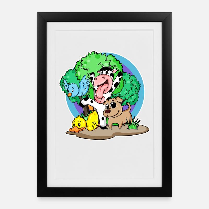 Animaux mignons - Affiche encadrée (27 × 37 cm) - noir