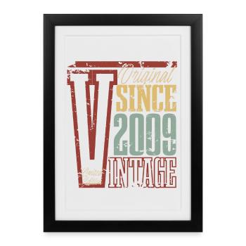 2009 Anniversaire Année de naissance Année de construction Vintage Rétro - Affiche encadrée (27 × 37 cm) - noir - Devant