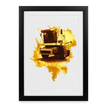 Moissonneuse-batteuse or - Affiche encadrée (27 × 37 cm) - noir - Devant