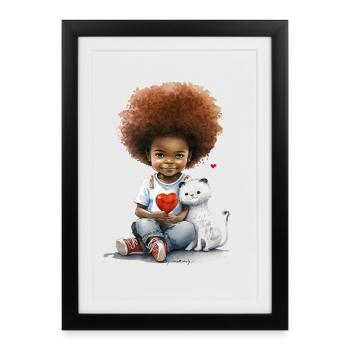 Child of the heart with plush elephant - Framed poster (27 × 37 cm) - black - Front