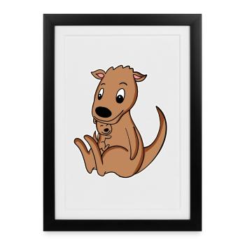 Famille Kangourou - Affiche encadrée (27 × 37 cm) - noir - Devant
