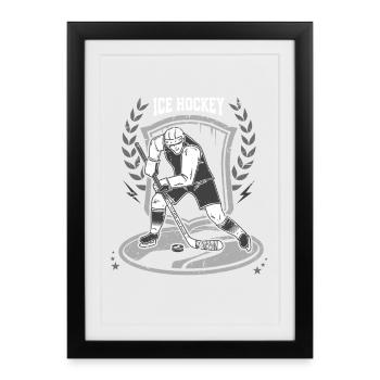 Hockey sur glace - Affiche encadrée (27 × 37 cm) - noir - Devant